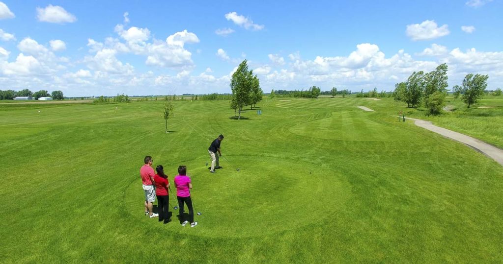 Dakota Winds Golf Course Aerial Fairway Players