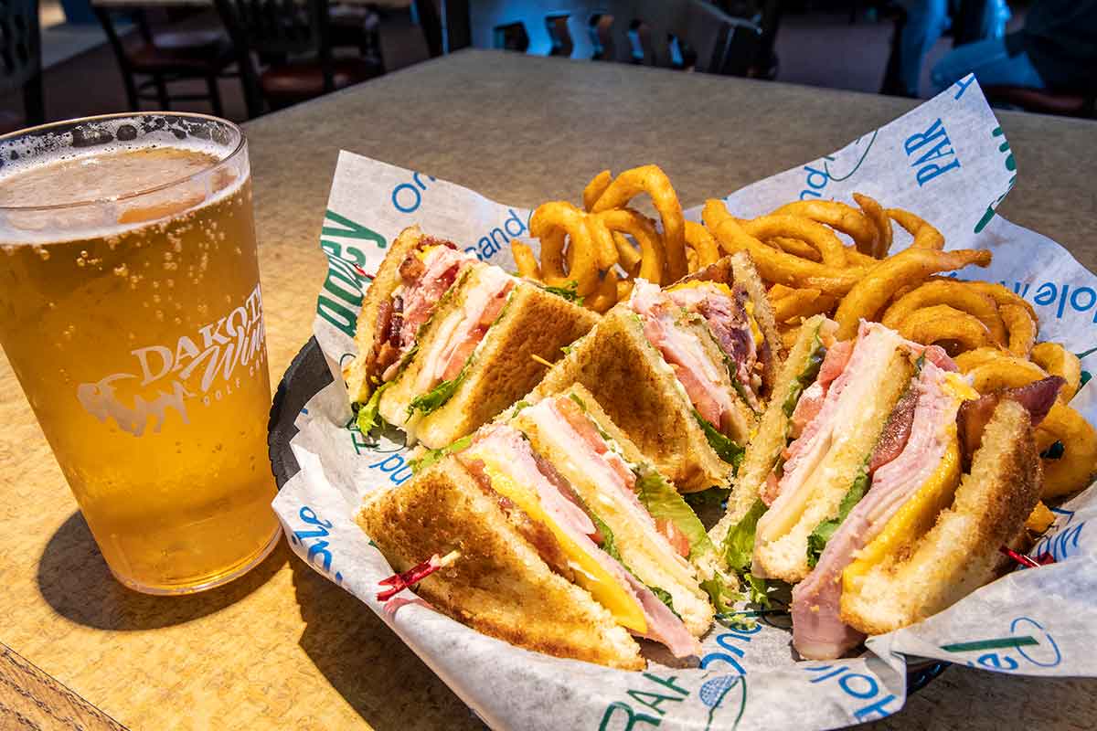 Dakota Winds Tavern - Club Sandwich with Beer